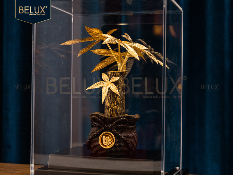 Chậu Cây Kim Ngân Chữ Lộc Dát Vàng 24k